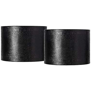 Springcrest Reptile Print Black Set of 2 Drum Shades 15x15x11 (Spider)