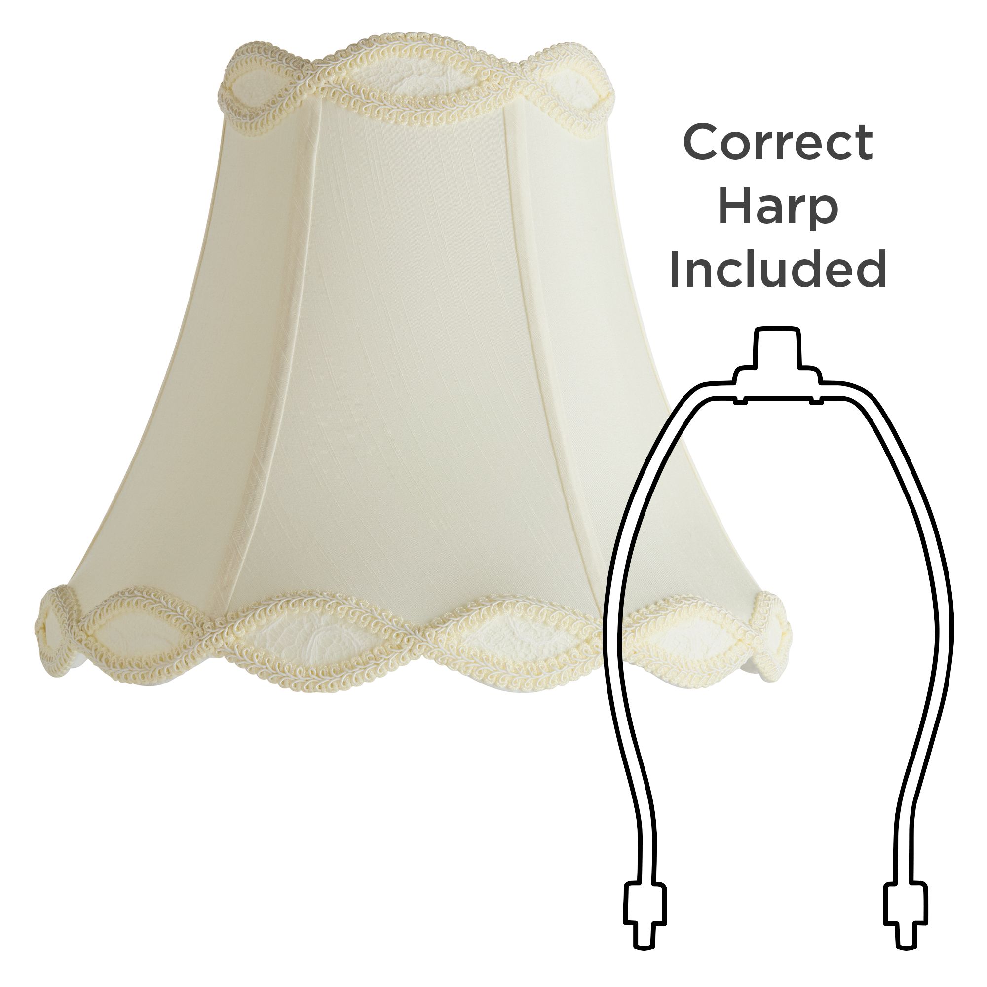 Springcrest Ruth Cream Scalloped Bell Lamp Shade 7x14x12x12.5 (Spider)