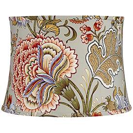 Image1 of Springcrest Sage Green with Flower Print Drum Shade 14x16x11.5 (Spider)