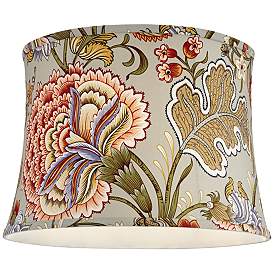 Image3 of Springcrest Sage Green with Flower Print Drum Shade 14x16x11.5 (Spider) more views