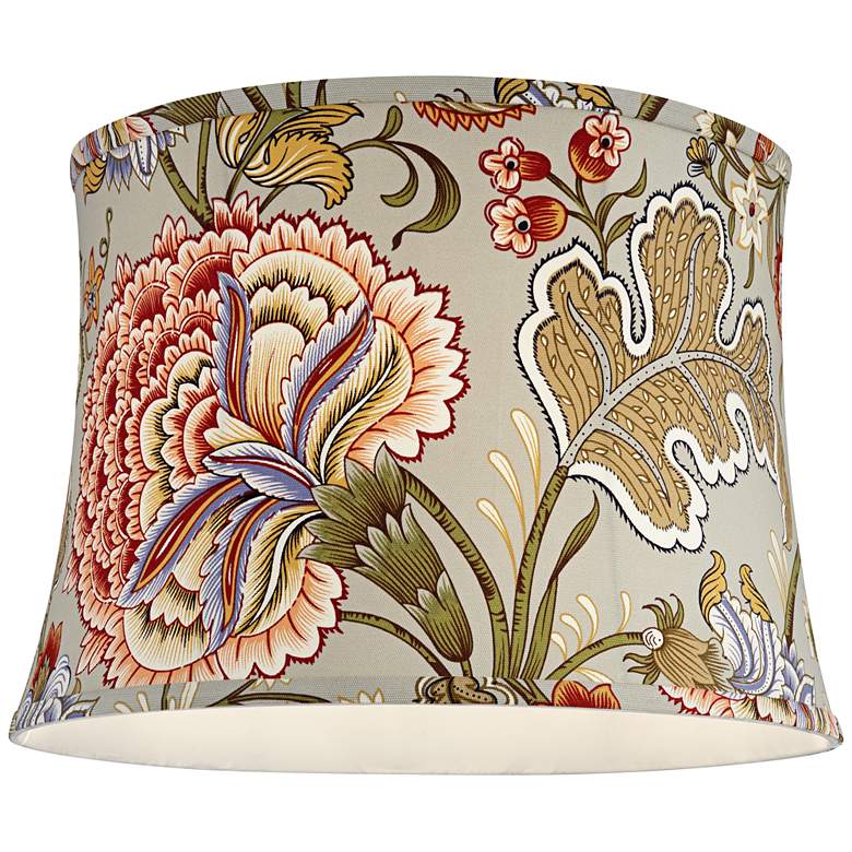 Image 3 Springcrest Sage Green with Flower Print Drum Shade 14x16x11.5 (Spider) more views