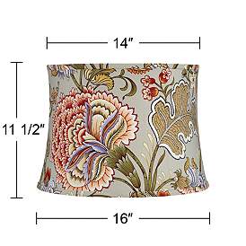 Image5 of Springcrest Sage Green with Flower Print Drum Shade 14x16x11.5 (Spider) more views