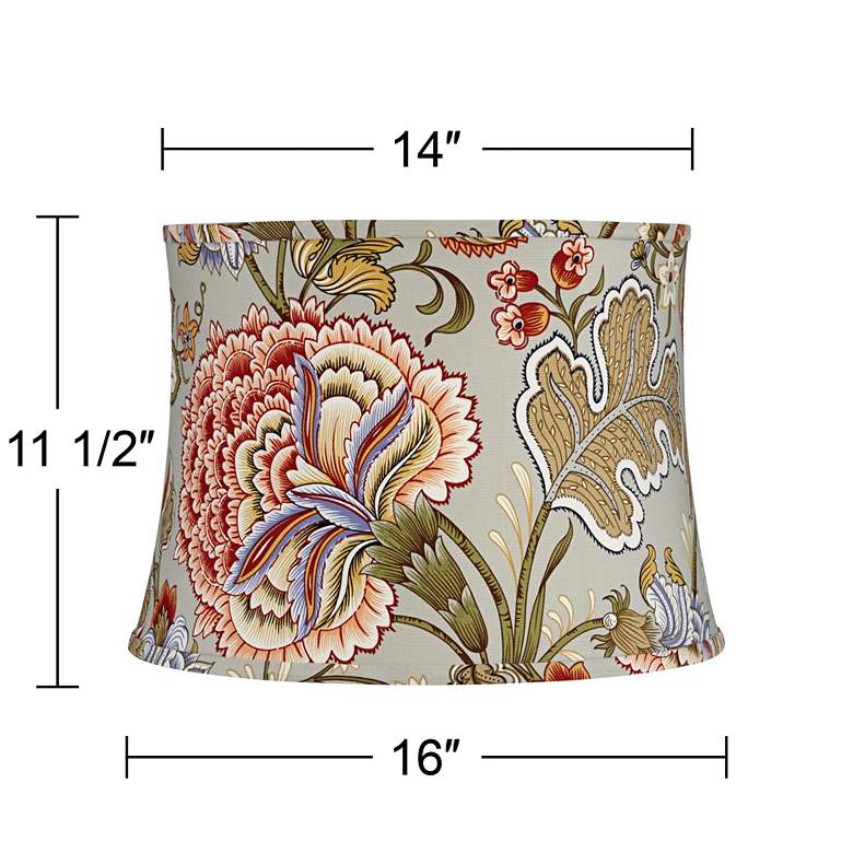 Image 5 Springcrest Sage Green with Flower Print Drum Shade 14x16x11.5 (Spider) more views