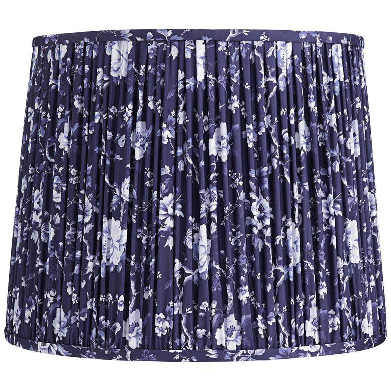 Image 1 Springcrest Sally Deep Blue Floral Pleated Lamp Shade 13x15x12