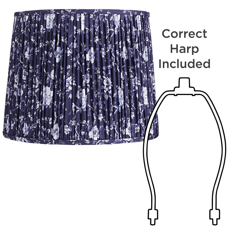 Image 6 Springcrest Sally Deep Blue Floral Pleated Lamp Shade 13x15x12 more views
