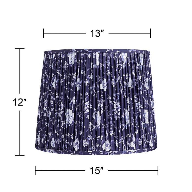 Image 7 Springcrest Sally Deep Blue Floral Pleated Lamp Shade 13x15x12 more views
