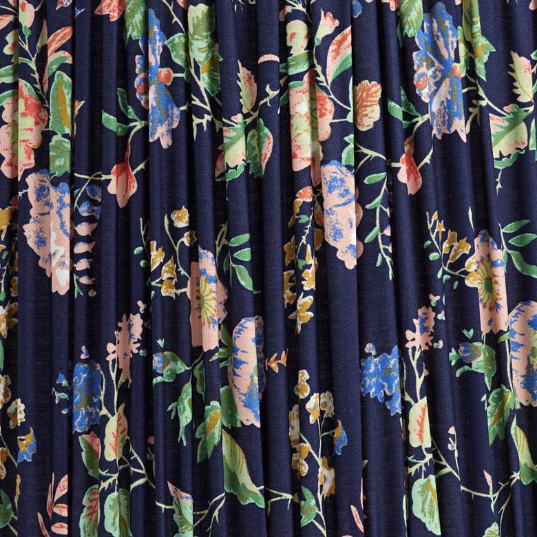 Image 2 Springcrest Sally Navy Blue Rose Floral Pleated Lamp Shade 13x15x12 more views