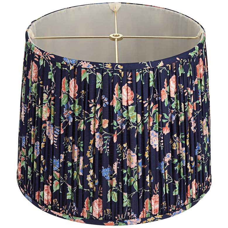 Image 4 Springcrest Sally Navy Blue Rose Floral Pleated Lamp Shade 13x15x12 more views