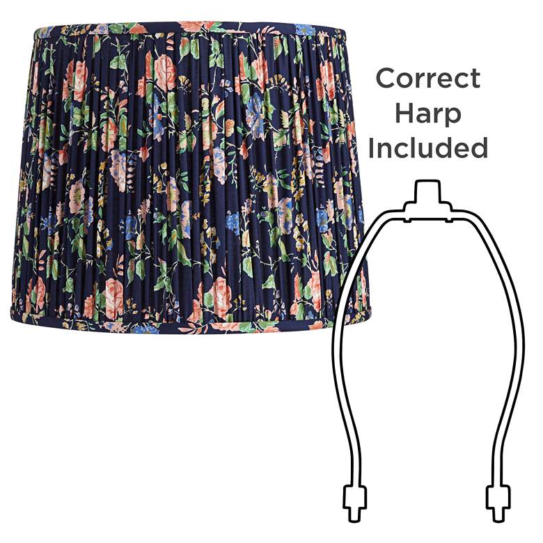 Image 6 Springcrest Sally Navy Blue Rose Floral Pleated Lamp Shade 13x15x12 more views