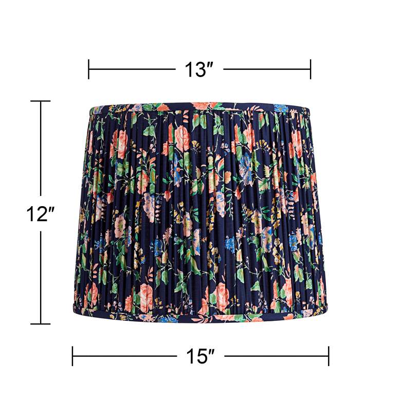 Image 7 Springcrest Sally Navy Blue Rose Floral Pleated Lamp Shade 13x15x12 more views