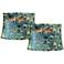 Springcrest Set of 2 Peacock Print Drum Lamp Shades 14x16x11 (Spider)