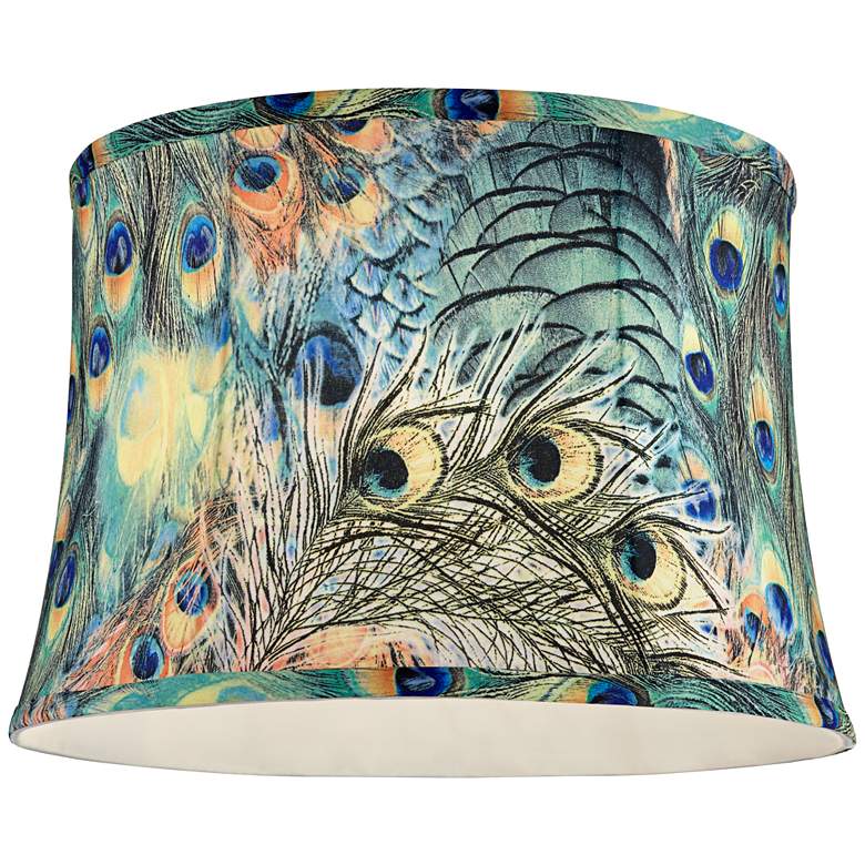 Image 4 Springcrest Set of 2 Peacock Print Drum Lamp Shades 14x16x11 (Spider) more views