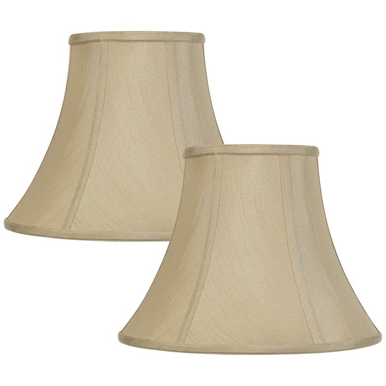 Image 1 Springcrest Set of 2 Taupe Fabric Bell Lamp Shades 7x14x11 (Spider)