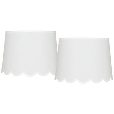 Springcrest Set of 2 White Scallop Bottom Lamp Shades 13x15x11 (Spider)