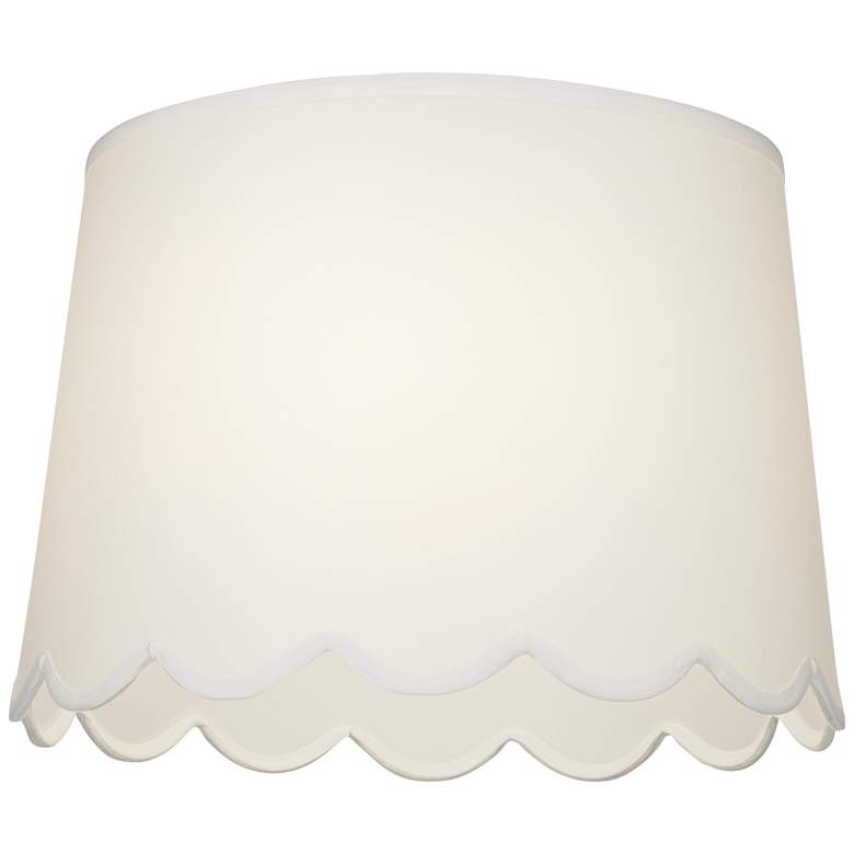 Image 3 Springcrest Set of 2 White Scallop Bottom Lamp Shades 13x15x11 (Spider) more views
