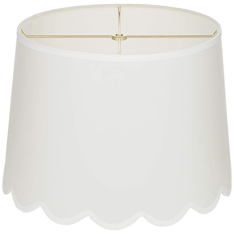 Image 4 Springcrest Set of 2 White Scallop Bottom Lamp Shades 13x15x11 (Spider) more views