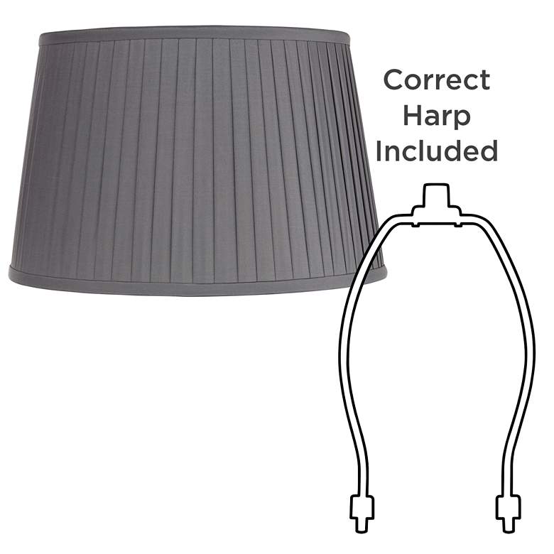 Image 6 Springcrest Shay Slate Gray Pleated Empire Lamp Shade 14x17x11 (Spider) more views