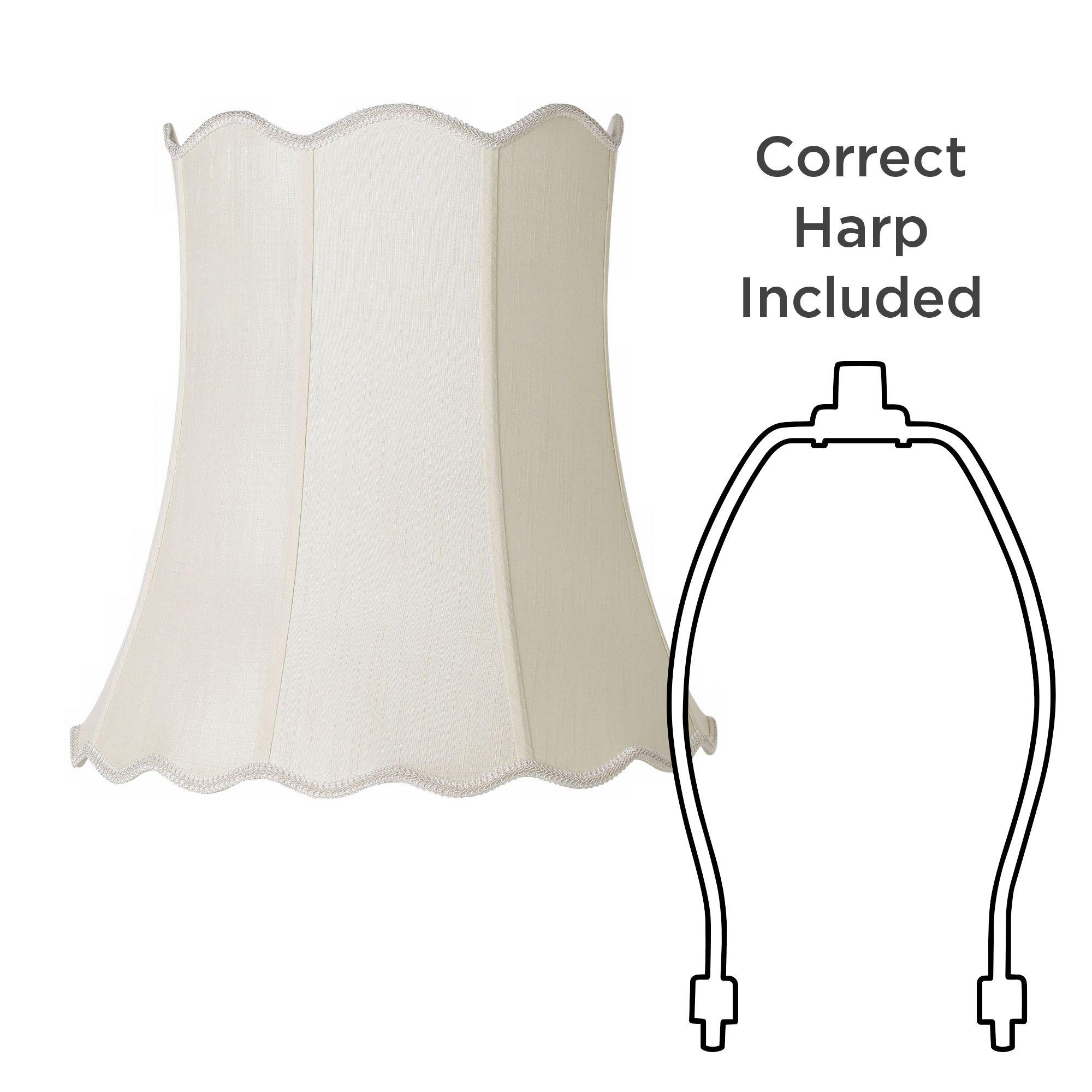 Image 6 Springcrest Shirley Creme Scallop Bell Lamp Shade 14x20x20 (Spider) more views