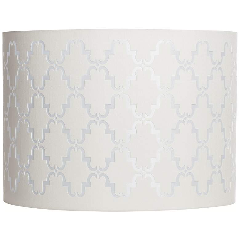Image 1 Springcrest Soft Beige Quatrefoil Laser Cut Lamp Shade 14x14x10 (Spider)