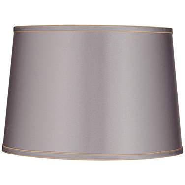 Springcrest Sydnee Gray Fabric with Gold Trim Drum Shade 14x16x11 (Spider)