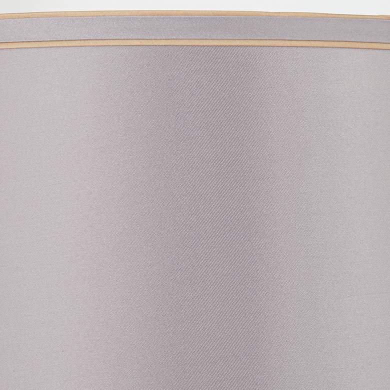 Image 2 Springcrest Sydnee Gray Fabric with Gold Trim Drum Shade 14x16x11 (Spider) more views