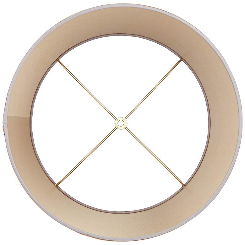 Image 5 Springcrest Sydnee Gray Fabric with Gold Trim Drum Shade 14x16x11 (Spider) more views