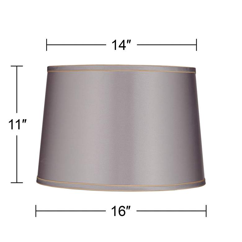 Image 7 Springcrest Sydnee Gray Fabric with Gold Trim Drum Shade 14x16x11 (Spider) more views