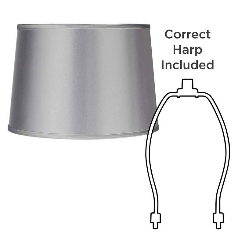 Image 6 Springcrest Sydnee Gray with Silver Trim Drum Lamp Shade 14x16x11 (Spider) more views