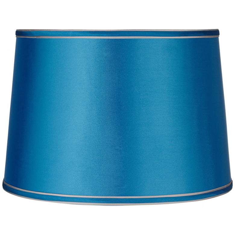 Image 1 Springcrest Sydnee Ocean Blue Silver Trim Drum Lamp Shade 14x16x11 (Spider)