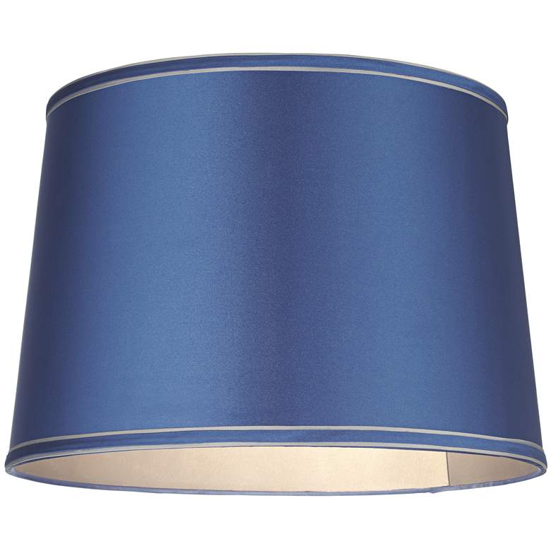 Image 3 Springcrest Sydnee Royal Blue Silver Trim Drum Shade 14x16x11 (Spider) more views