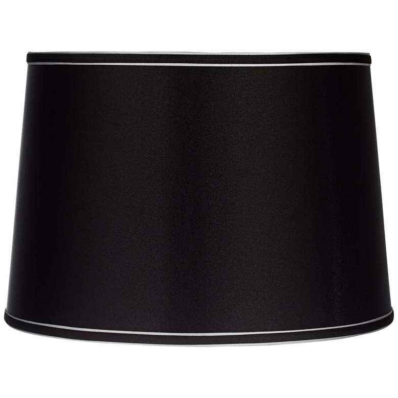 Image 1 Springcrest Sydnee Satin Black Silver Trim Drum Shade 14x16x11 (Spider)
