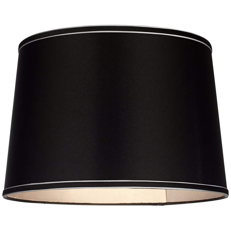 Image 3 Springcrest Sydnee Satin Black Silver Trim Drum Shade 14x16x11 (Spider) more views
