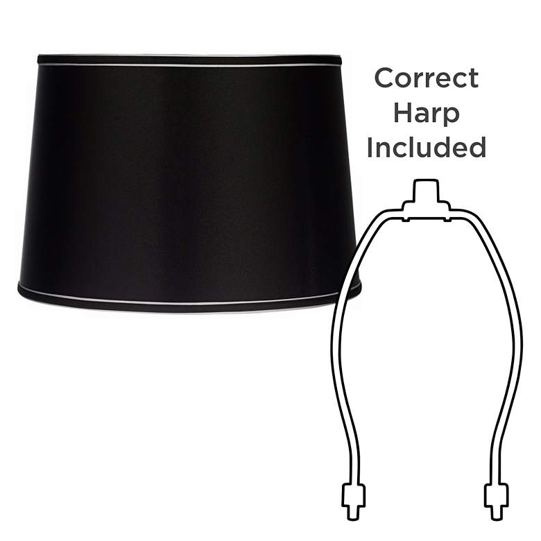 Image 6 Springcrest Sydnee Satin Black Silver Trim Drum Shade 14x16x11 (Spider) more views