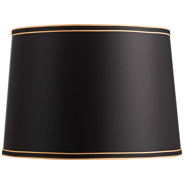 Image 1 Springcrest Sydnee Satin Black with Gold Trim Lamp Shade 14x16x11 (Spider)