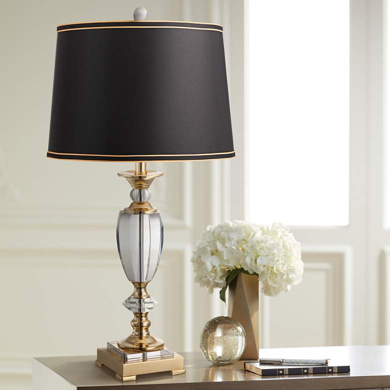 Image 7 Springcrest Sydnee Satin Black with Gold Trim Lamp Shade 14x16x11 (Spider) more views