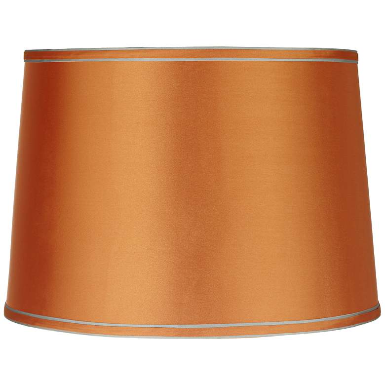 Image 1 Springcrest Sydnee Satin Orange Silver Trim Drum Shade 14x16x11 (Spider)