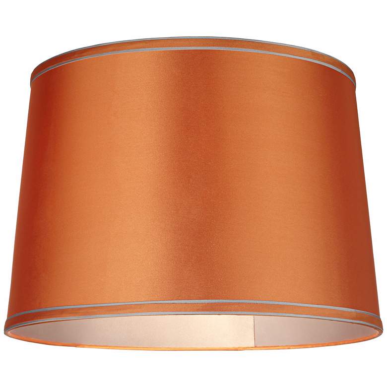 Image 2 Springcrest Sydnee Satin Orange Silver Trim Drum Shade 14x16x11 (Spider) more views