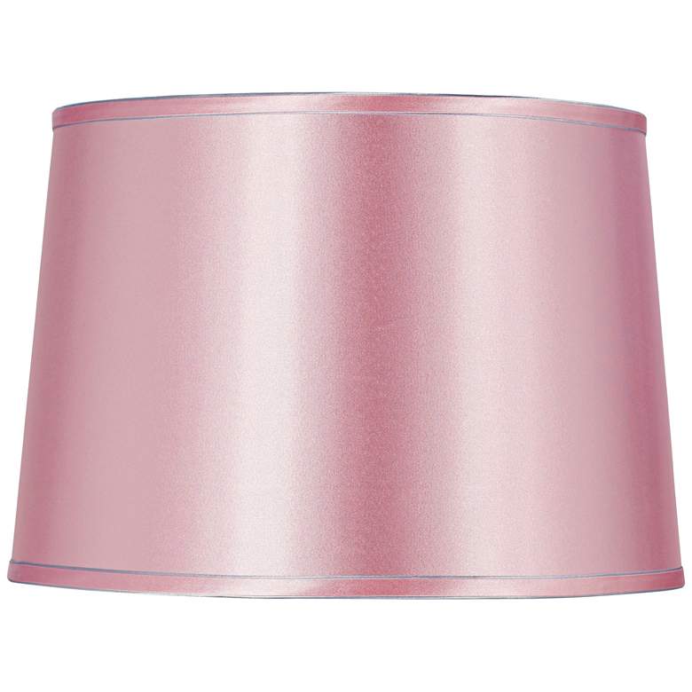 Image 1 Springcrest Sydnee Soft Pink Satin Silver Trim Drum Shade 14x16x11 (Spider)