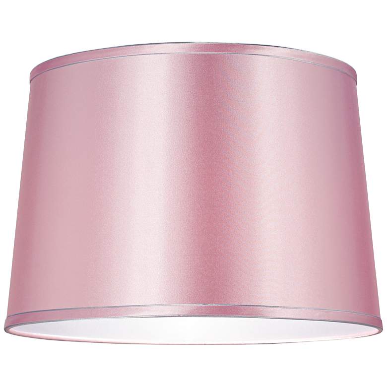Image 2 Springcrest Sydnee Soft Pink Satin Silver Trim Drum Shade 14x16x11 (Spider) more views