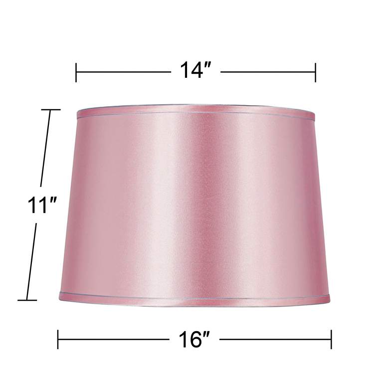 Image 5 Springcrest Sydnee Soft Pink Satin Silver Trim Drum Shade 14x16x11 (Spider) more views