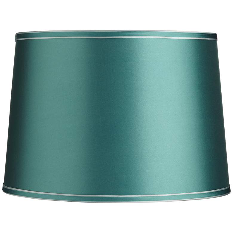Image 1 Springcrest Sydnee Soft Teal Silver Trim Drum Lamp Shade 14x16x11 (Spider)