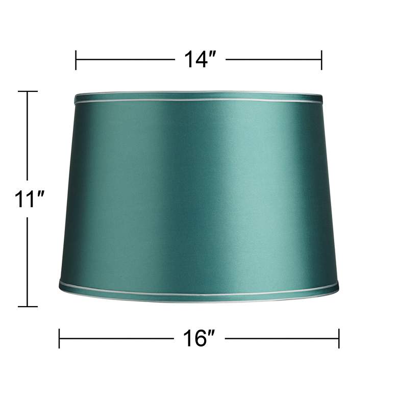 Image 7 Springcrest Sydnee Soft Teal Silver Trim Drum Lamp Shade 14x16x11 (Spider) more views