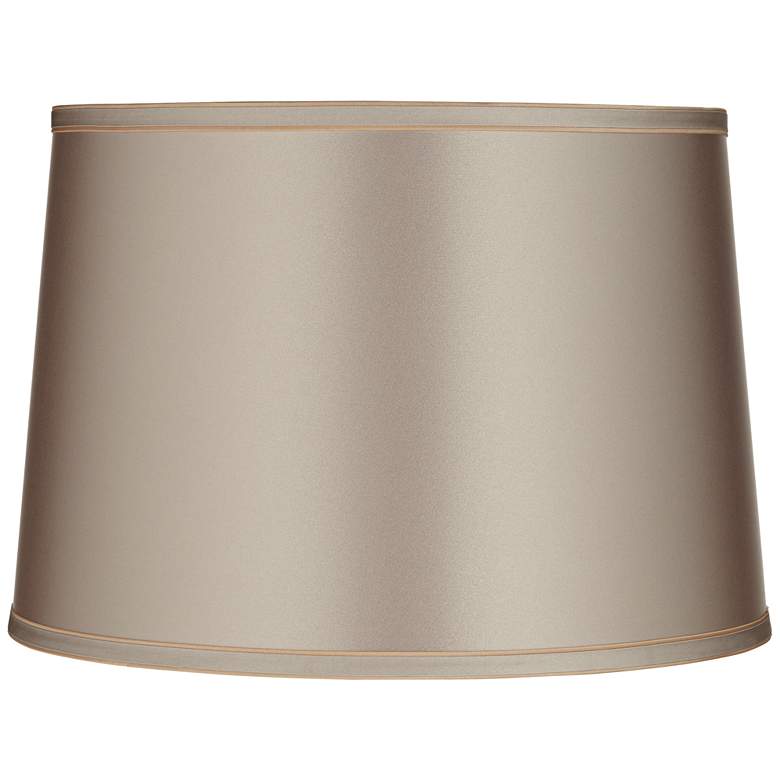 Image 1 Springcrest Sydnee Taupe Satin with Gold Trim Drum Shade 14x16x11 (Spider)