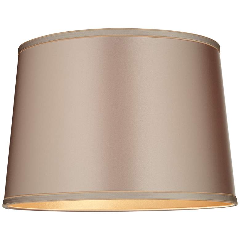 Image 3 Springcrest Sydnee Taupe Satin with Gold Trim Drum Shade 14x16x11 (Spider) more views