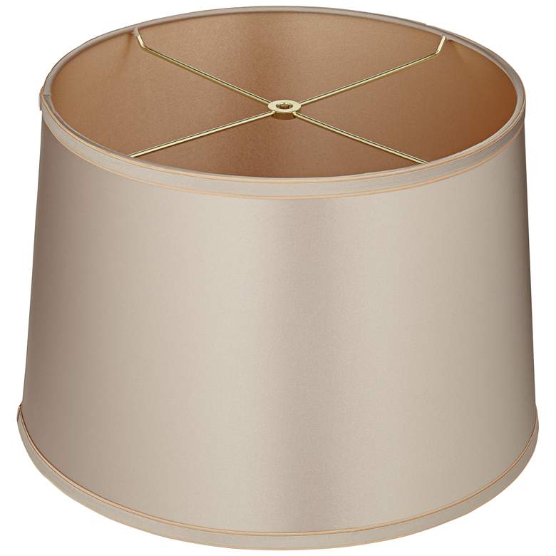 Image 4 Springcrest Sydnee Taupe Satin with Gold Trim Drum Shade 14x16x11 (Spider) more views
