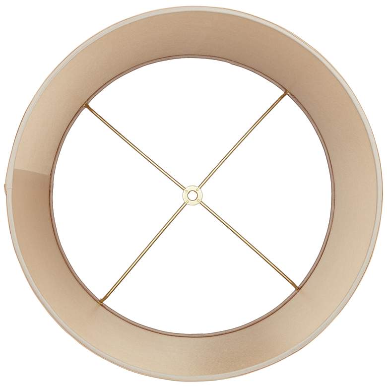 Image 5 Springcrest Sydnee Taupe Satin with Gold Trim Drum Shade 14x16x11 (Spider) more views