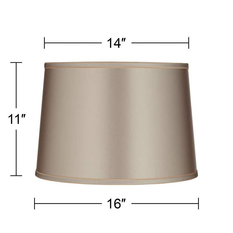 Image 7 Springcrest Sydnee Taupe Satin with Gold Trim Drum Shade 14x16x11 (Spider) more views