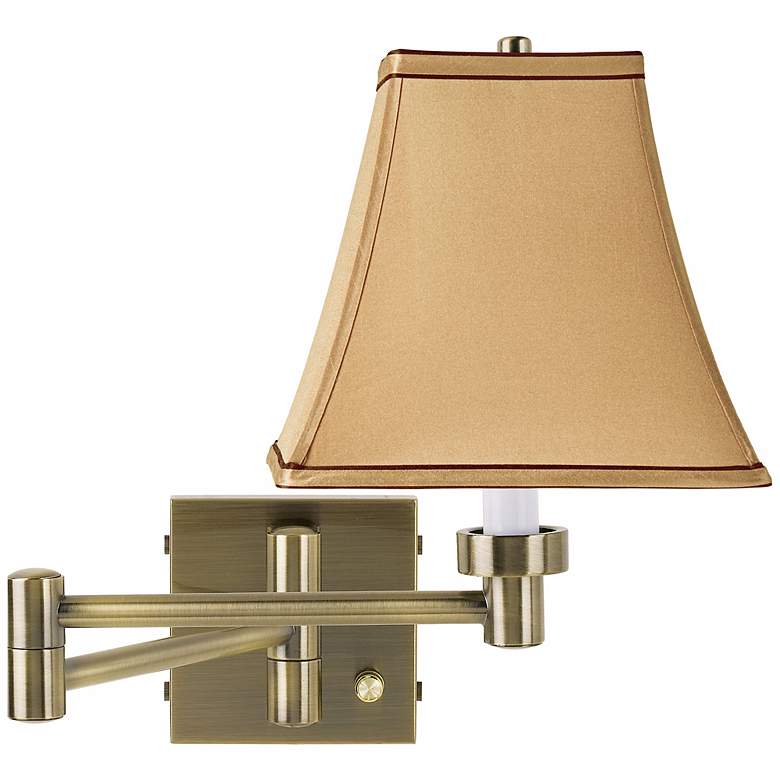 Image 1 Springcrest Tan and Brown Shade Swing Arm Wall Lamp