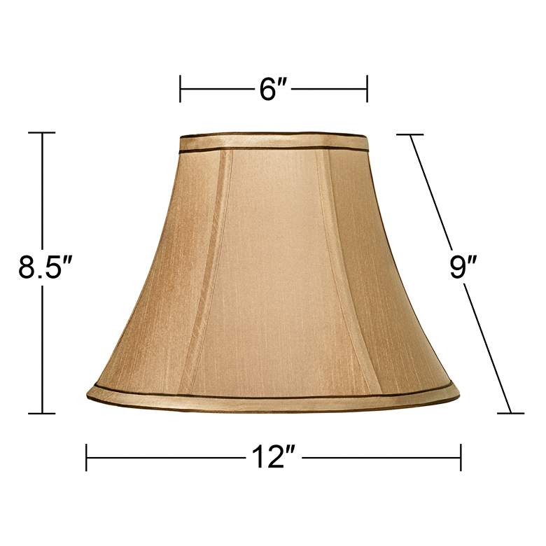 Image 5 Springcrest&#8482; Tan and Brown Trim Bell Shade 6x12x9 (Spider) more views