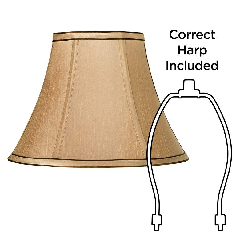 Image 6 Springcrest&#8482; Tan and Brown Trim Bell Shade 6x12x9 (Spider) more views